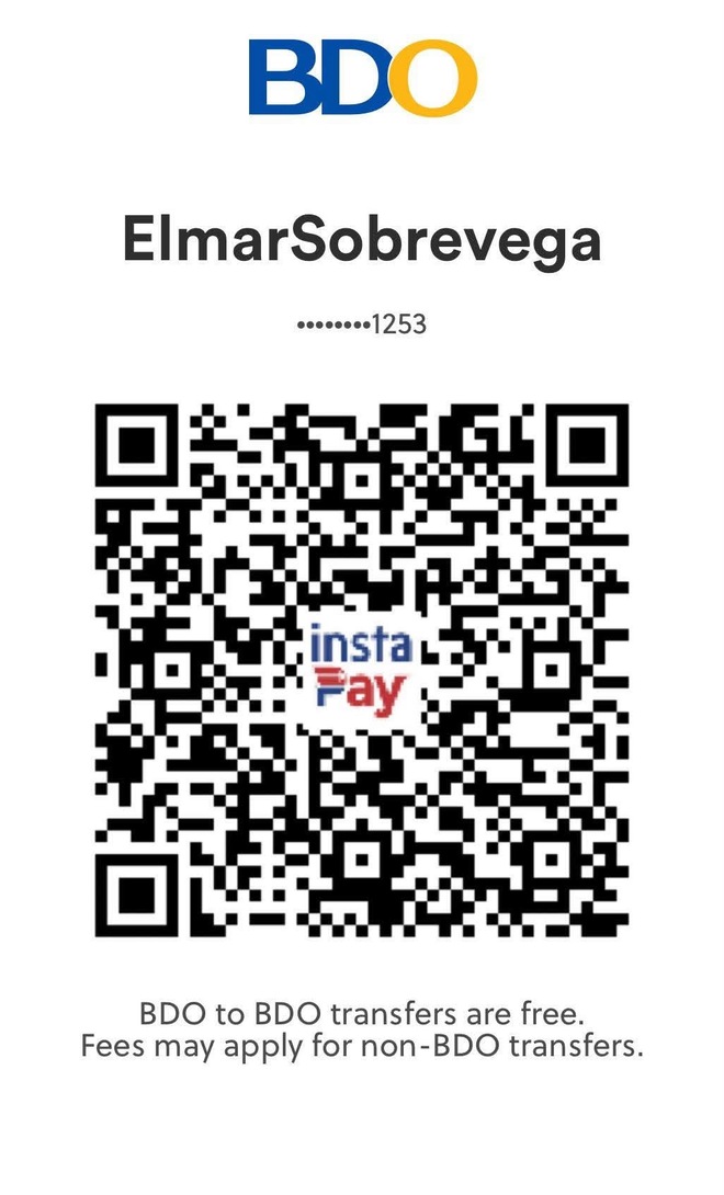 BDO InstaPay QR code for Elmar Sobrevega